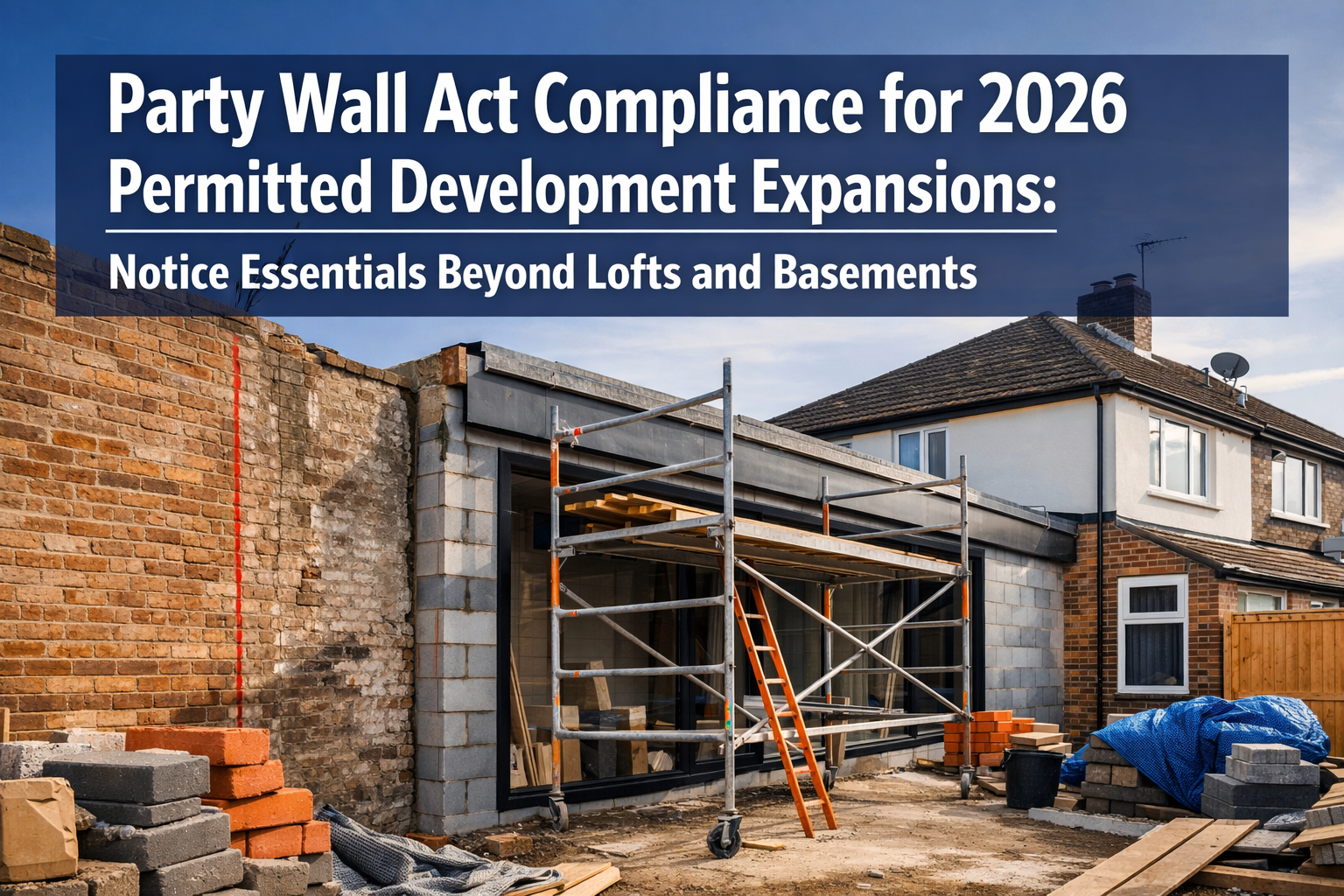 Professional () hero image featuring 'Party Wall Act Compliance for 2026 Permitted Development Expansions: Notice Essentials