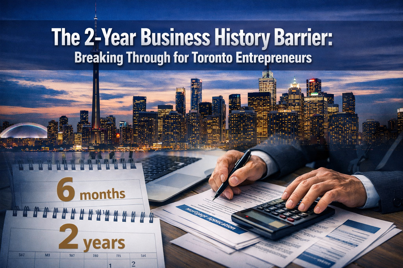 Professional () hero image with : 'The 2-Year Business History Barrier: Breaking Through for Toronto Entrepreneurs', extra