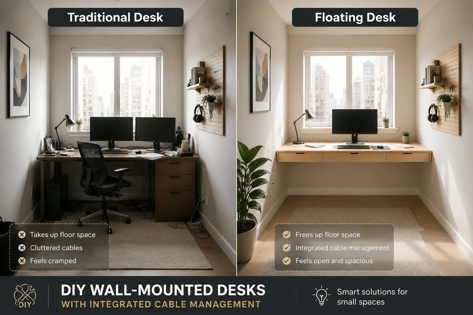 Why Choose DIY Wall-Mounted Desks with Integrated Cable Management: Building Floating Desk Systems for Small Spaces?