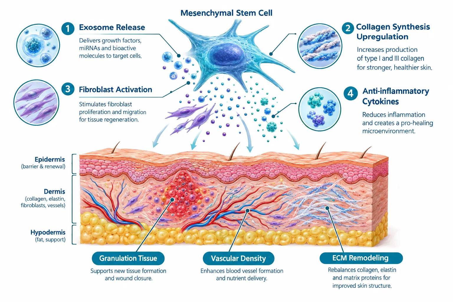 How Mesenchymal Stem Cells Influence Collagen and Skin Repair