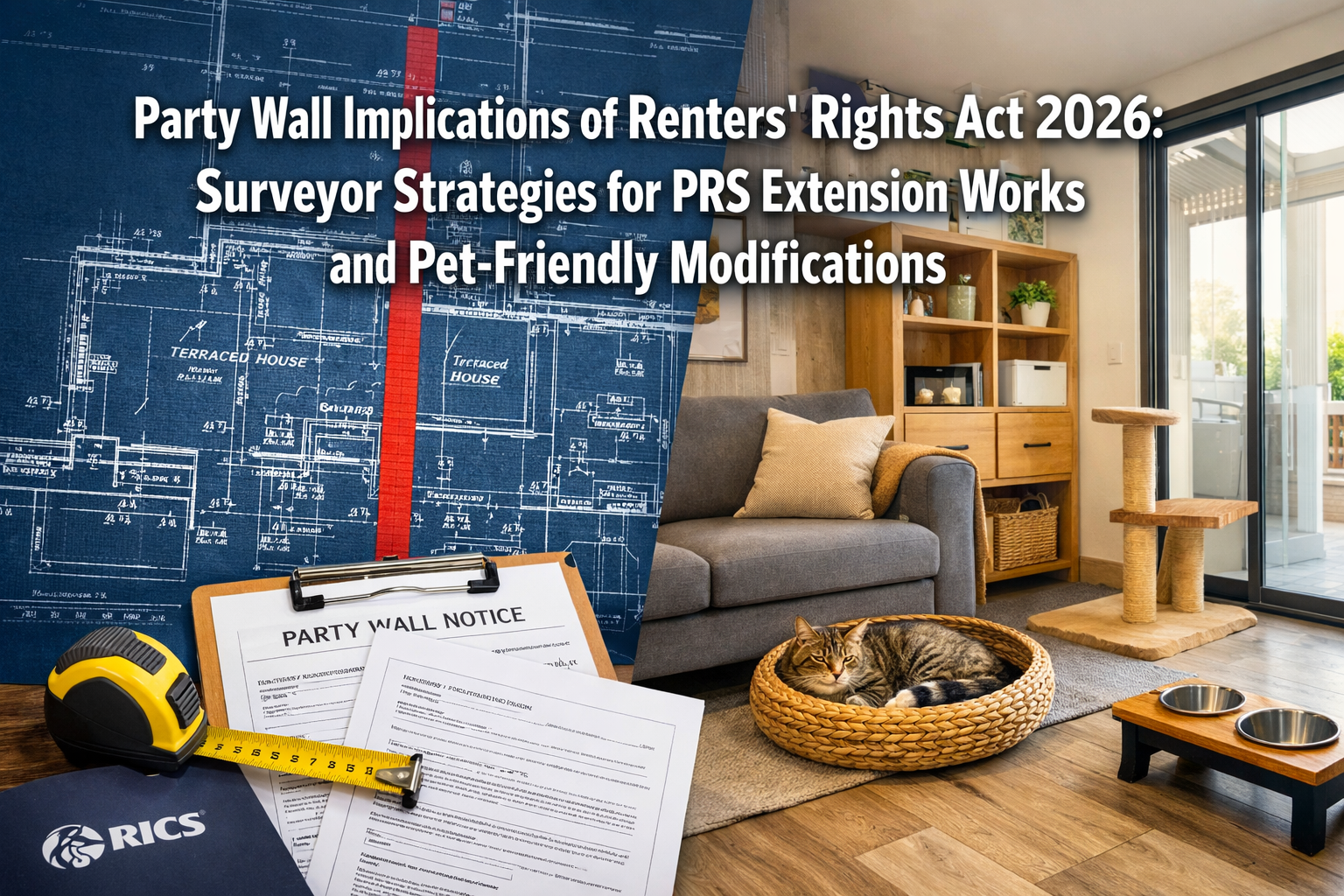 Professional () hero image featuring 'Party Wall Implications of Renters' Rights Act 2026: Surveyor Strategies for PRS