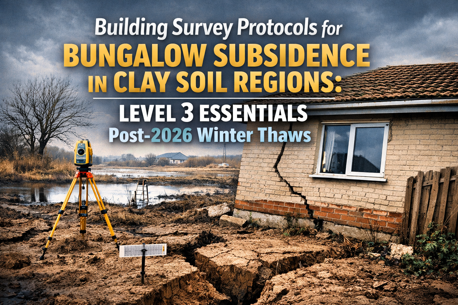 Professional landscape hero image () with : "Building Survey Protocols for Bungalow Subsidence in Clay Soil Regions: Level 3