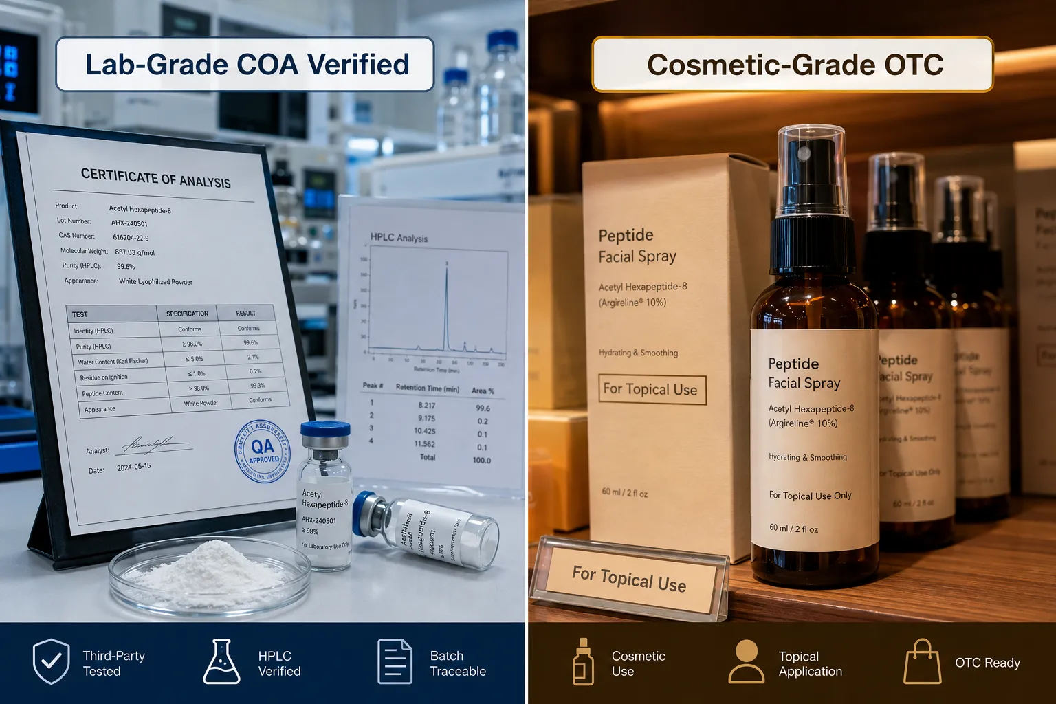 Lab-Grade vs Cosmetic-Grade: The Core Distinction
