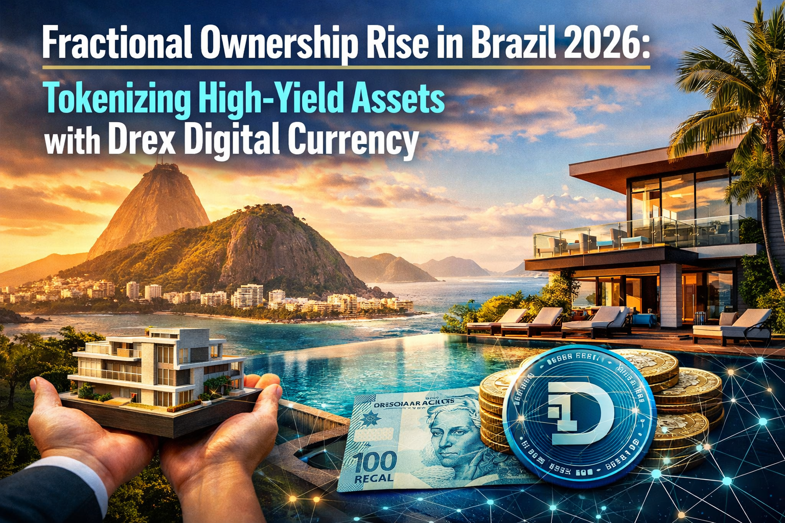 Professional landscape hero image () with : "Fractional Ownership Rise in Brazil 2026: Tokenizing High-Yield Assets with