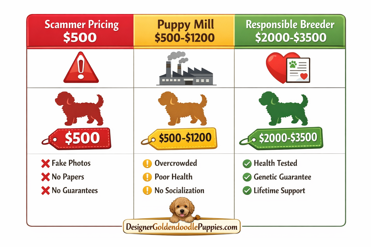 use keyphrases / topics as alt text do not use big paragraphs. Put logo of designergoldendoodlepuppies.com in images as possible where possi