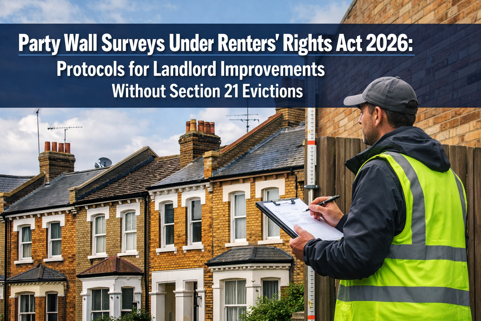 Professional () hero image featuring 'Party Wall Surveys Under Renters' Rights Act 2026: Protocols for Landlord Improvements