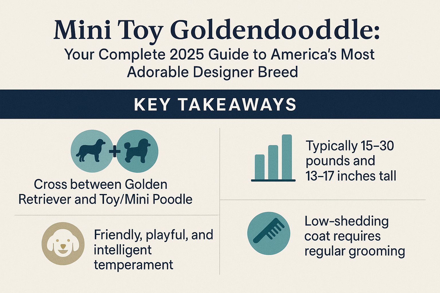 Professional landscape infographic (1536x1024) for article "Mini Toy Goldendoodle: Your Complete 2025 Guide to America's Most Adorable Desig