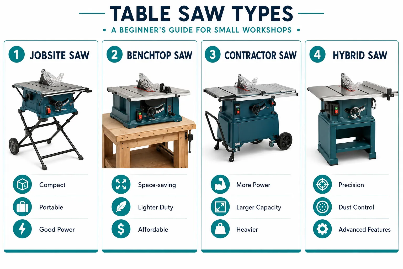 Types of Table Saws for Small Workshops