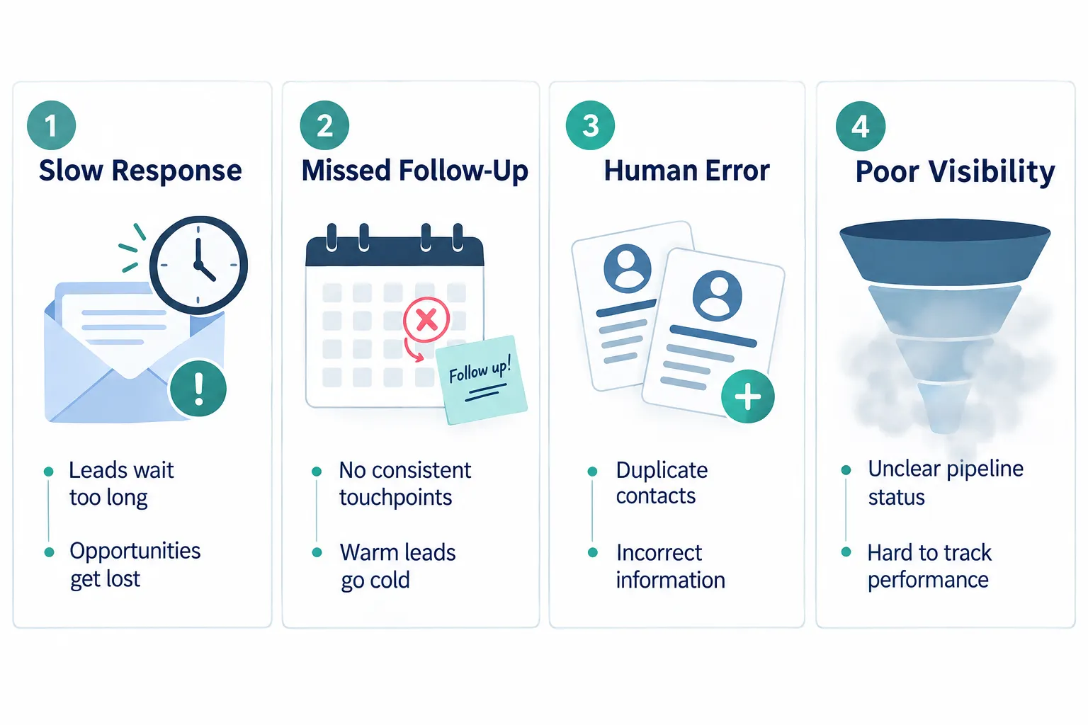 Click to regenerate this image What Are the Main Problems With Managing Leads Manually?
