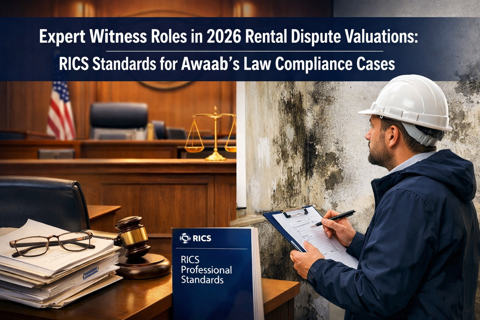 Professional () hero image with : 'Expert Witness Roles in 2026 Rental Dispute Valuations: RICS Standards for Awaab's Law