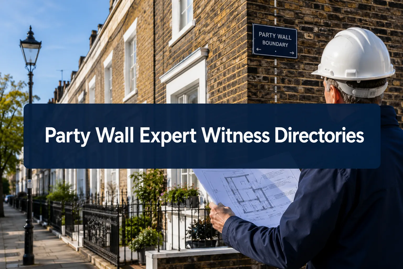 Professional () hero image with (≤42 chars): 'Party Wall Expert Witness Directories' in crisp white on a deep navy