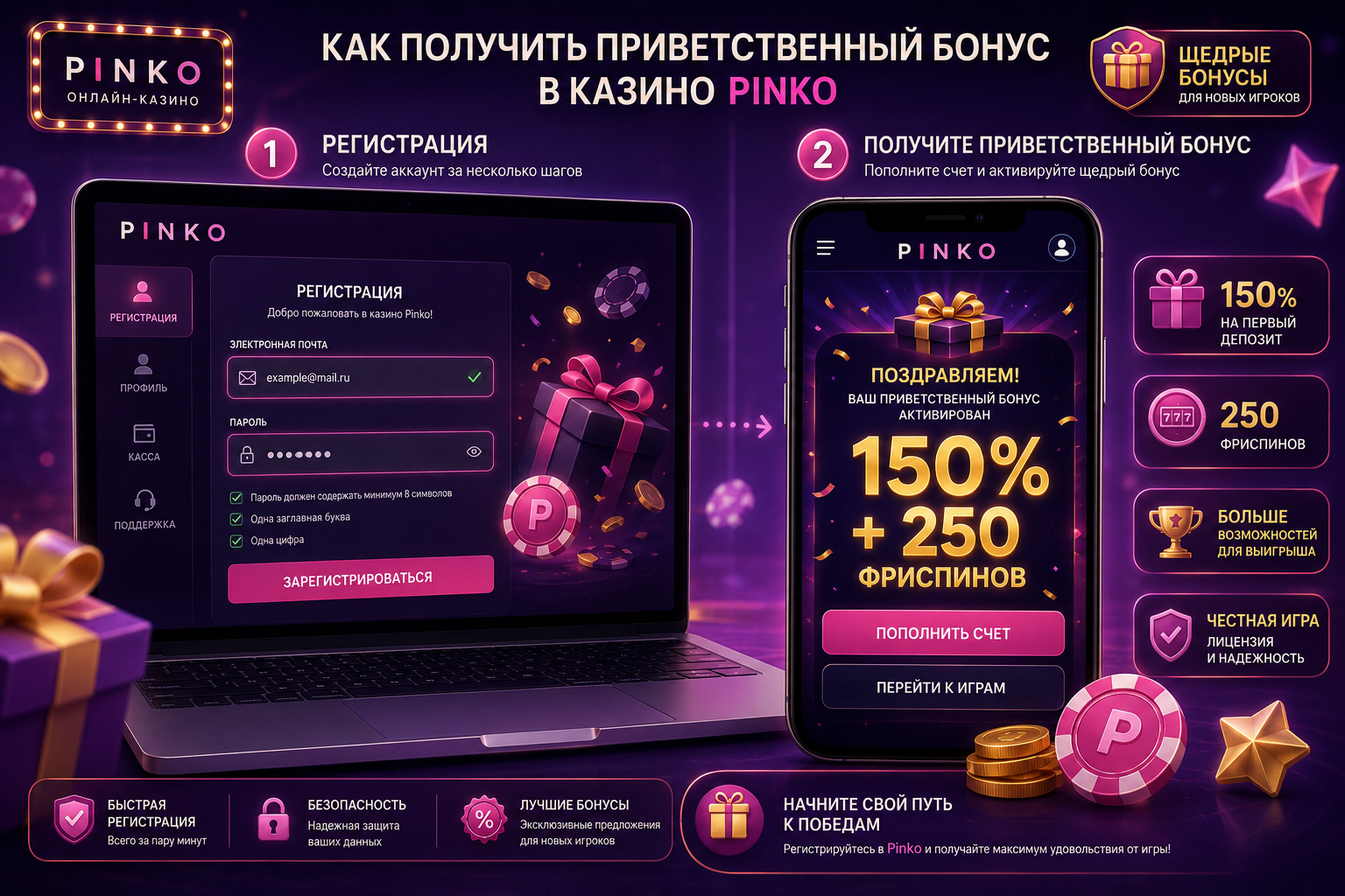Регистрация и Верификация в Казино Пинко