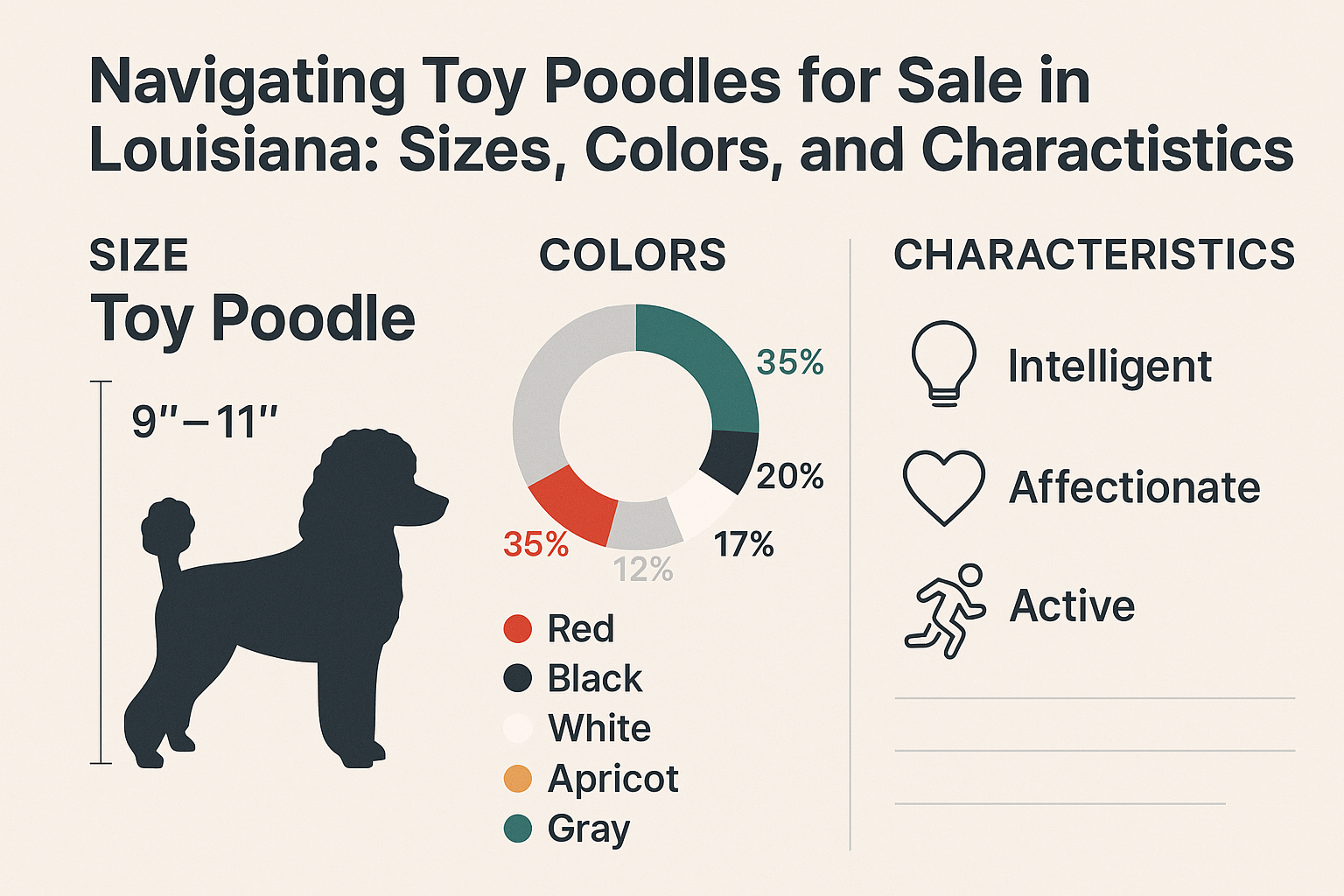 Professional landscape infographic (1536x1024) for article "Your Comprehensive Guide to Toy Poodles for Sale in Louisiana - 2025", section: