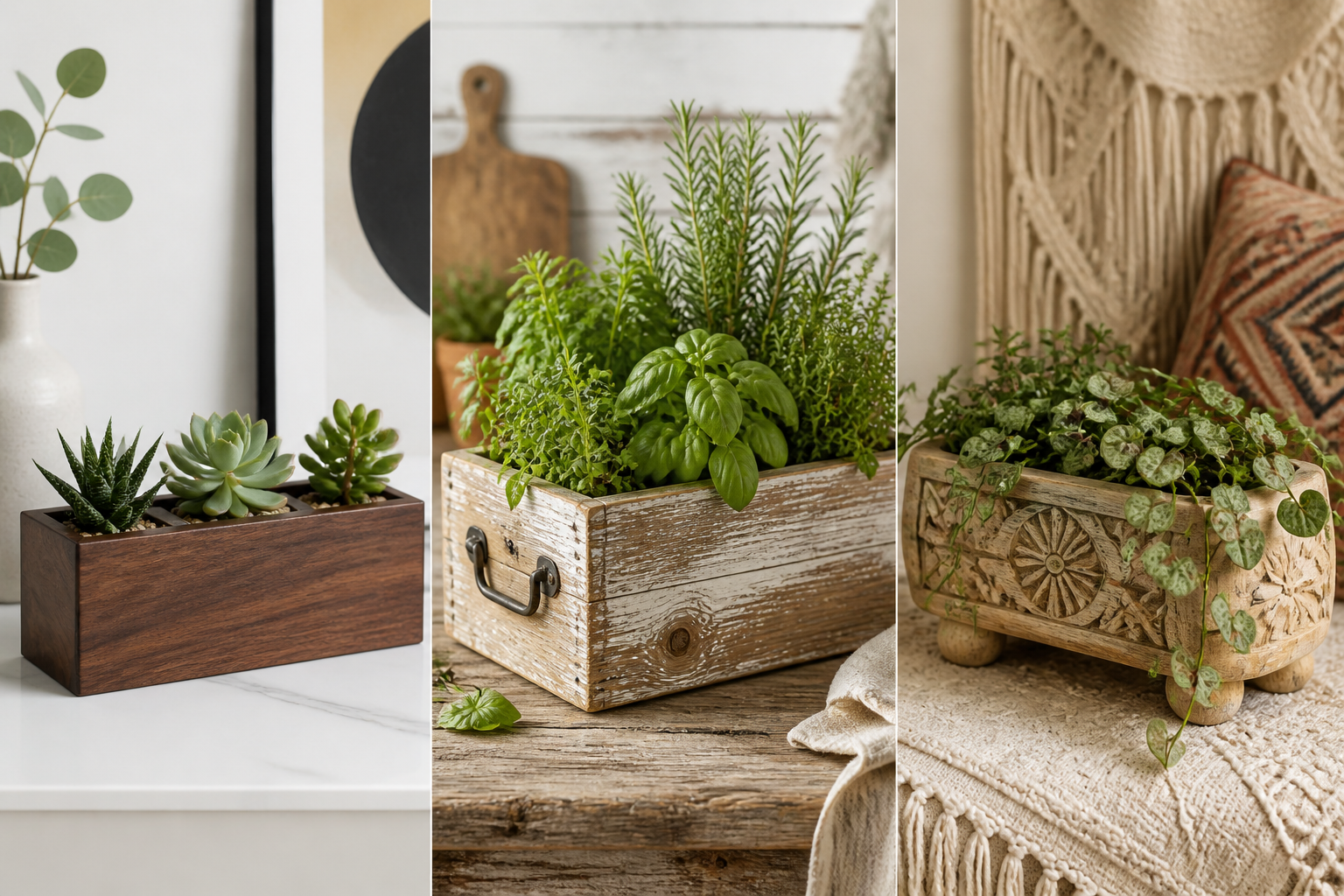 A detailed () image for the 'Aesthetic Designs for Every Home Style' section. This image showcases three distinct wooden