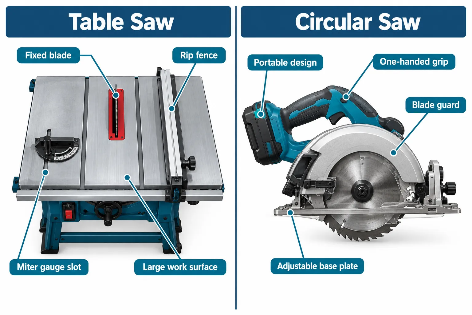 What Is the Difference Between a Table Saw and a Circular Saw?