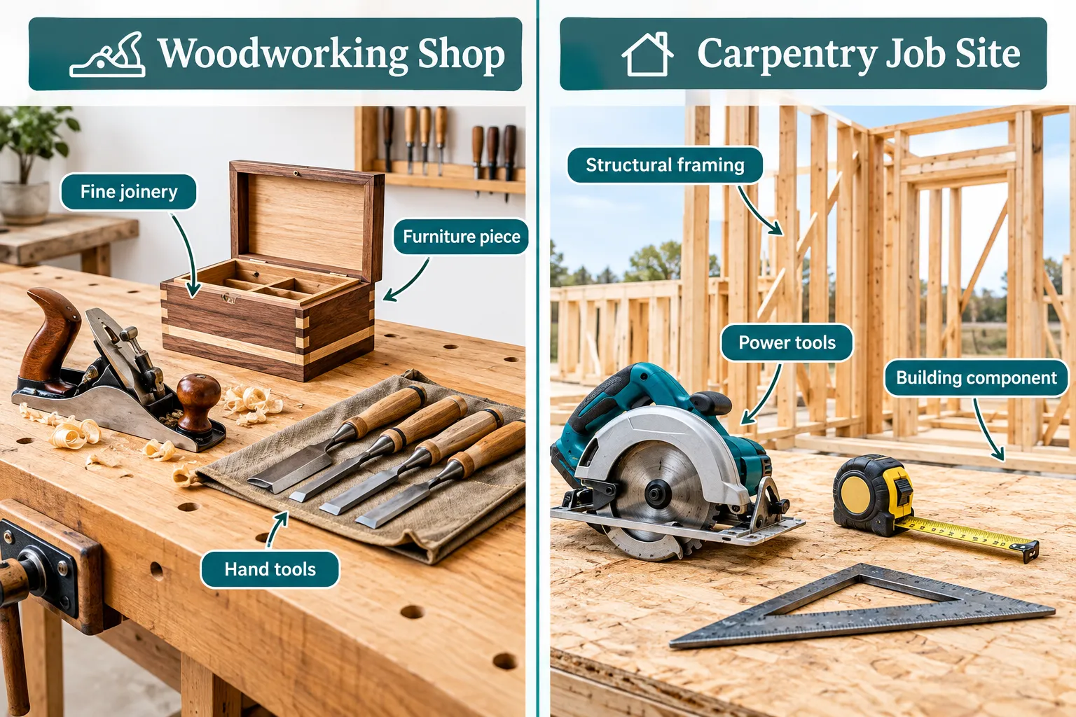 What's the Main Difference Between Woodworking and Carpentry?