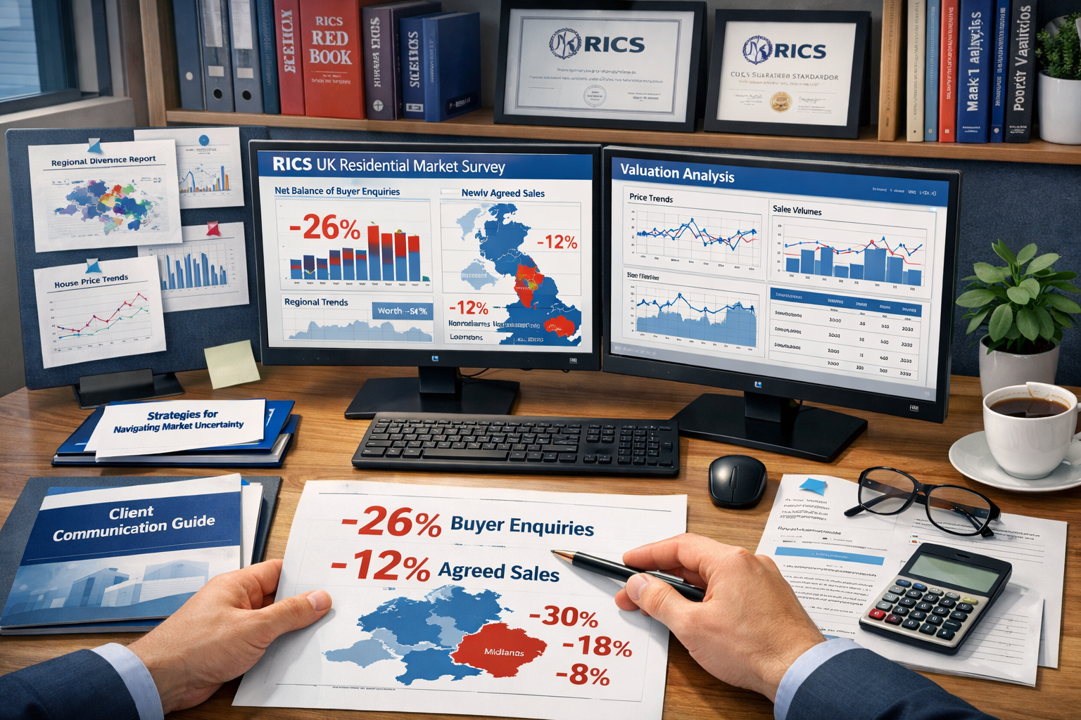 () strategic planning visualization for property surveyors navigating weak demand environment. Central focus on modern