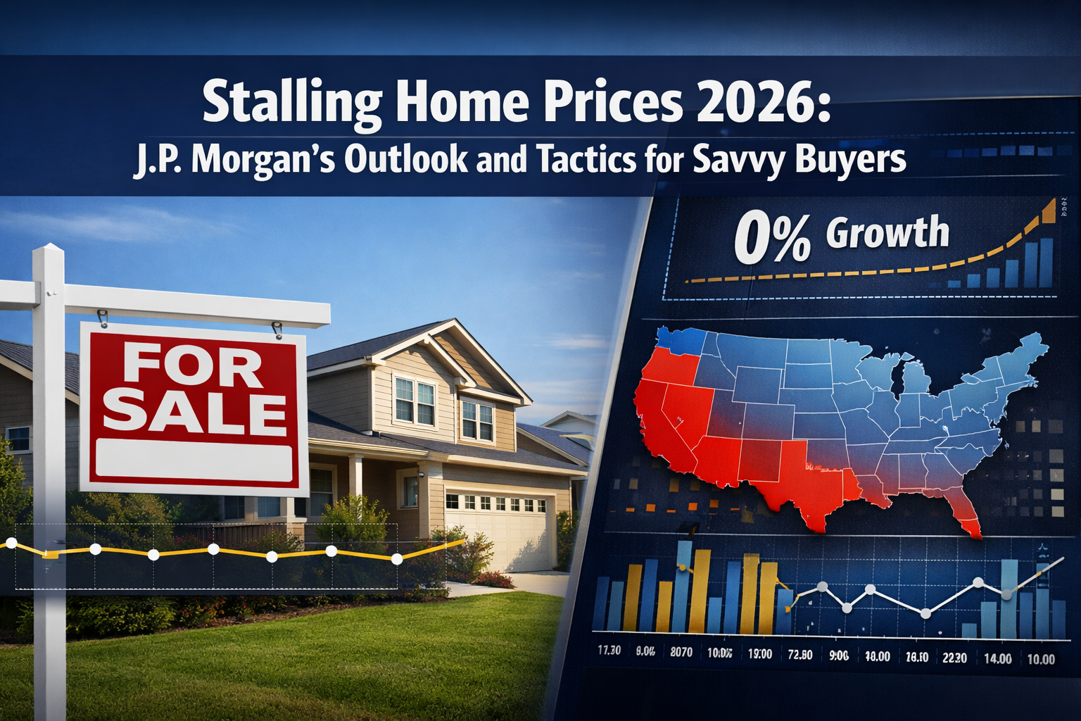 Professional () hero image featuring 'Stalling Home Prices 2026: J.P. Morgan's Outlook and Tactics for Savvy Buyers' in