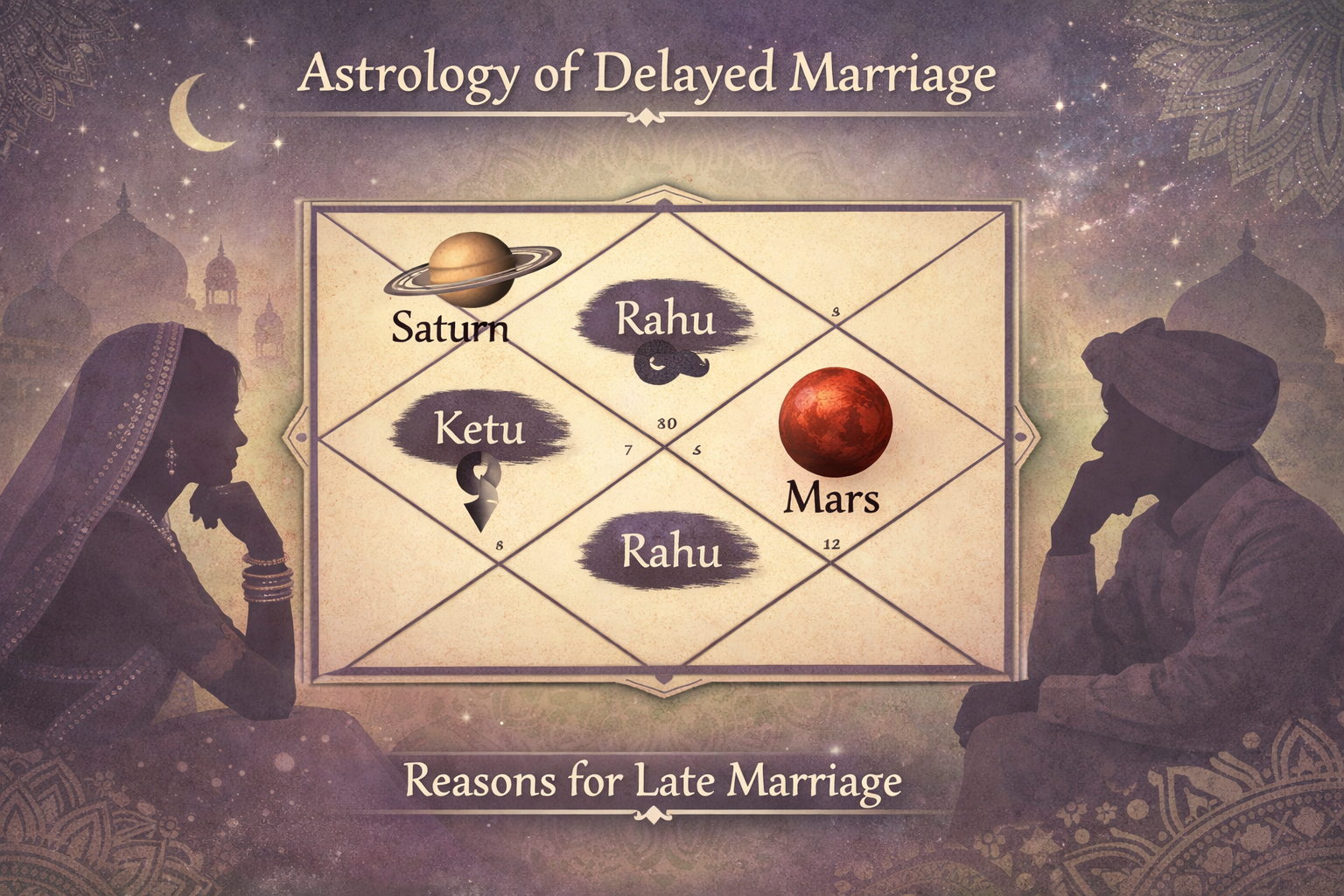 Do not write in Hindi on the images. Must write in English only. A detailed landscape format (1536x1024) image illustrating the astrological