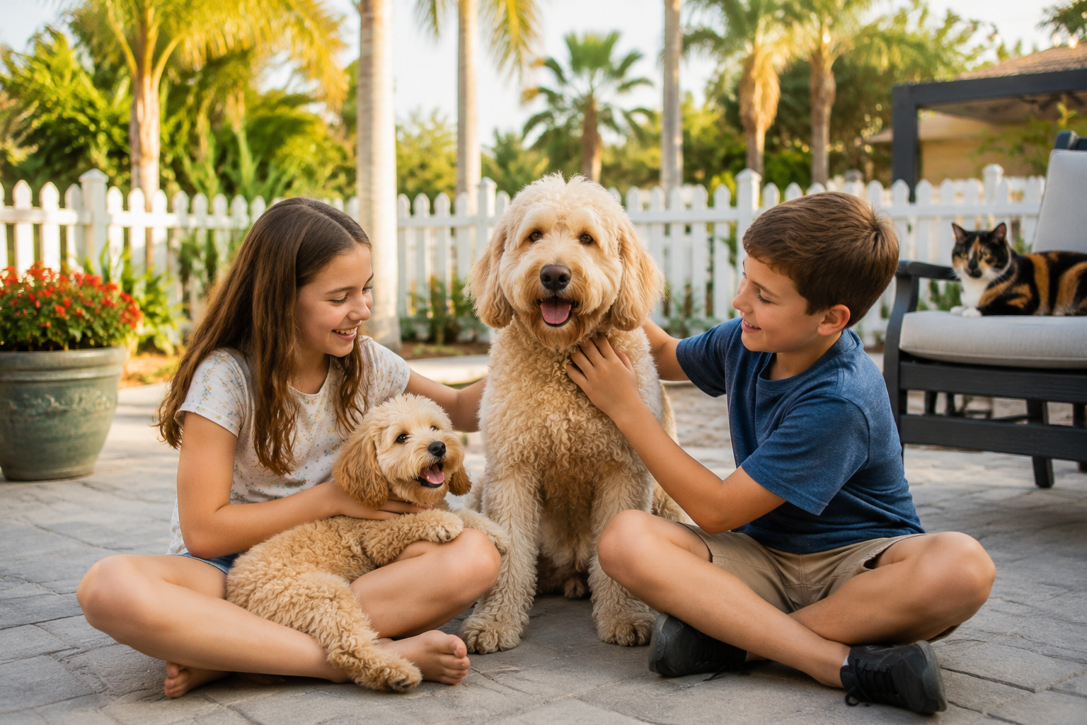 Are mini goldendoodles good with kids and other pets?