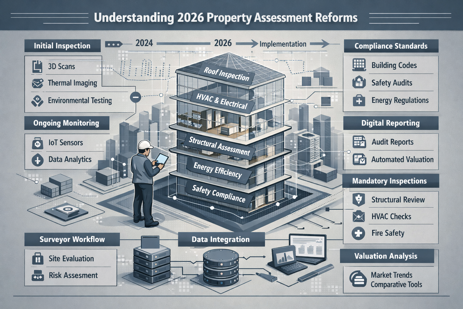 Understanding 2026 Property Assessment Reforms visualization: Isometric architectural rendering displaying property