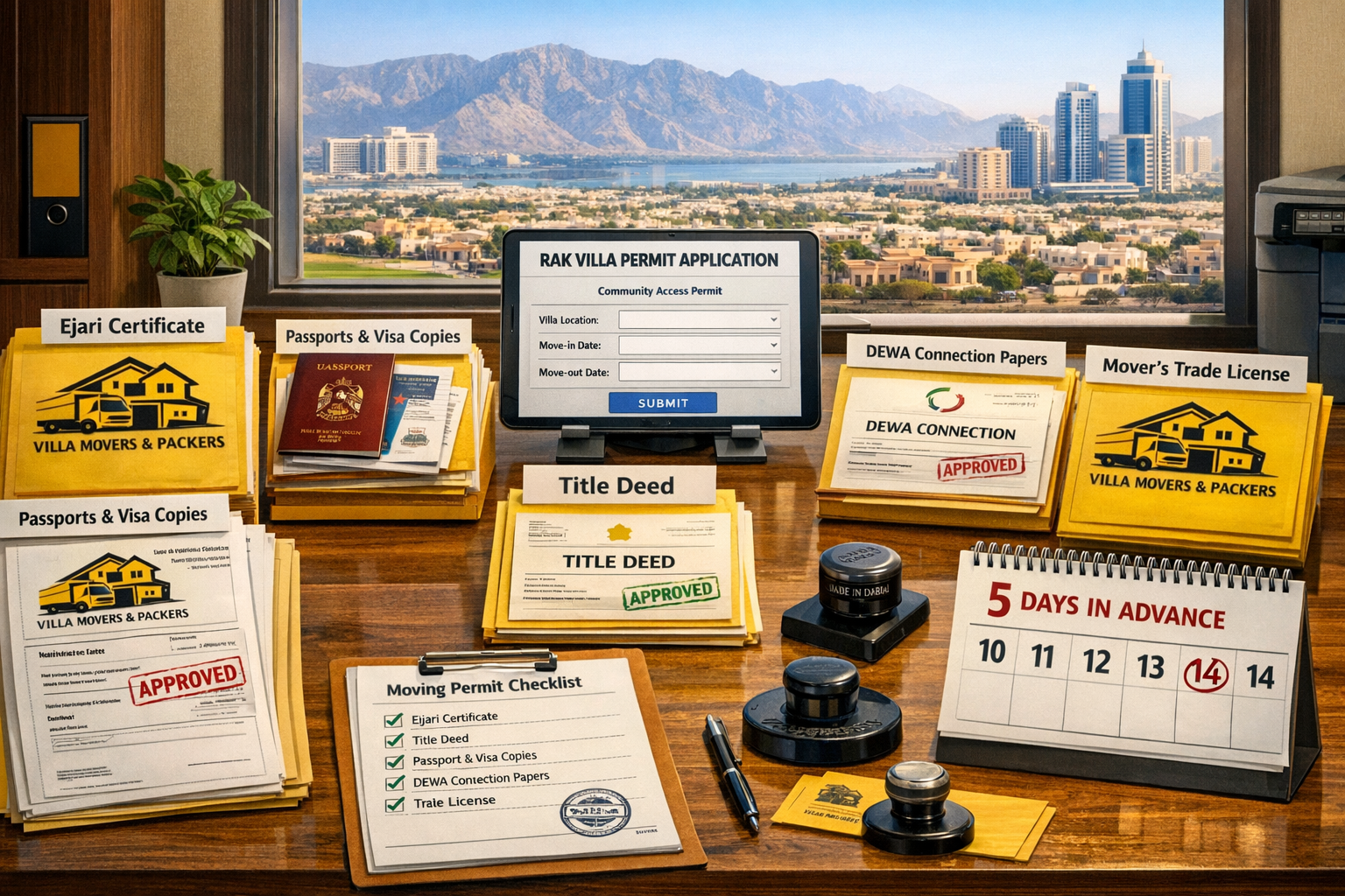 user this color for image #fbd01c. put this color on worker's Tshirt and on truck. Detailed landscape format (1536x1024) visual representati