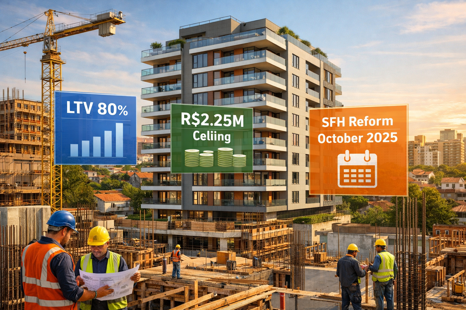 Architectural rendering perspective () of a sleek mid-tier Brazilian residential launch — modern 8-12 story building with