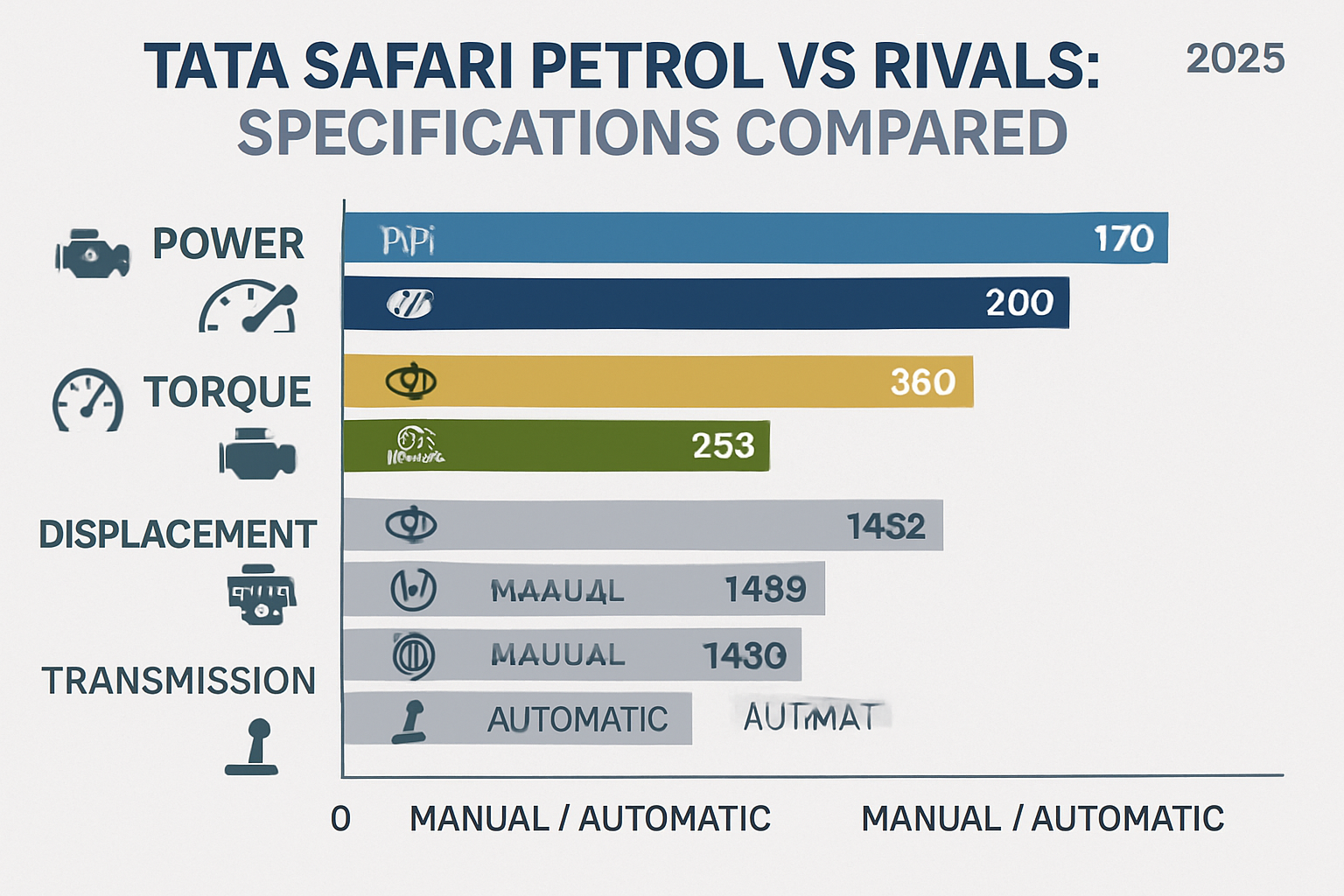 Tata Safari petrol vs rivals: Specifications compared
