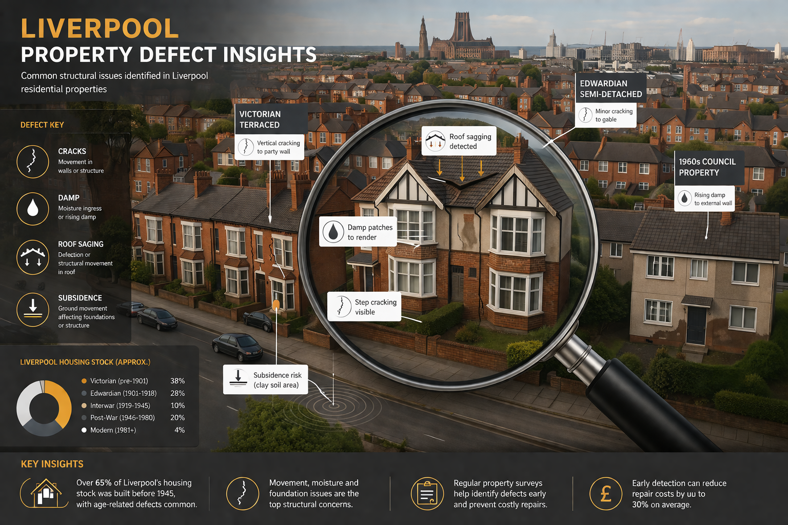 () aerial-perspective illustration of a Liverpool residential street featuring a mix of Victorian terraced houses, Edwardian