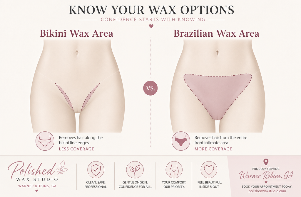 () image comparing a Brazilian wax and a bikini wax