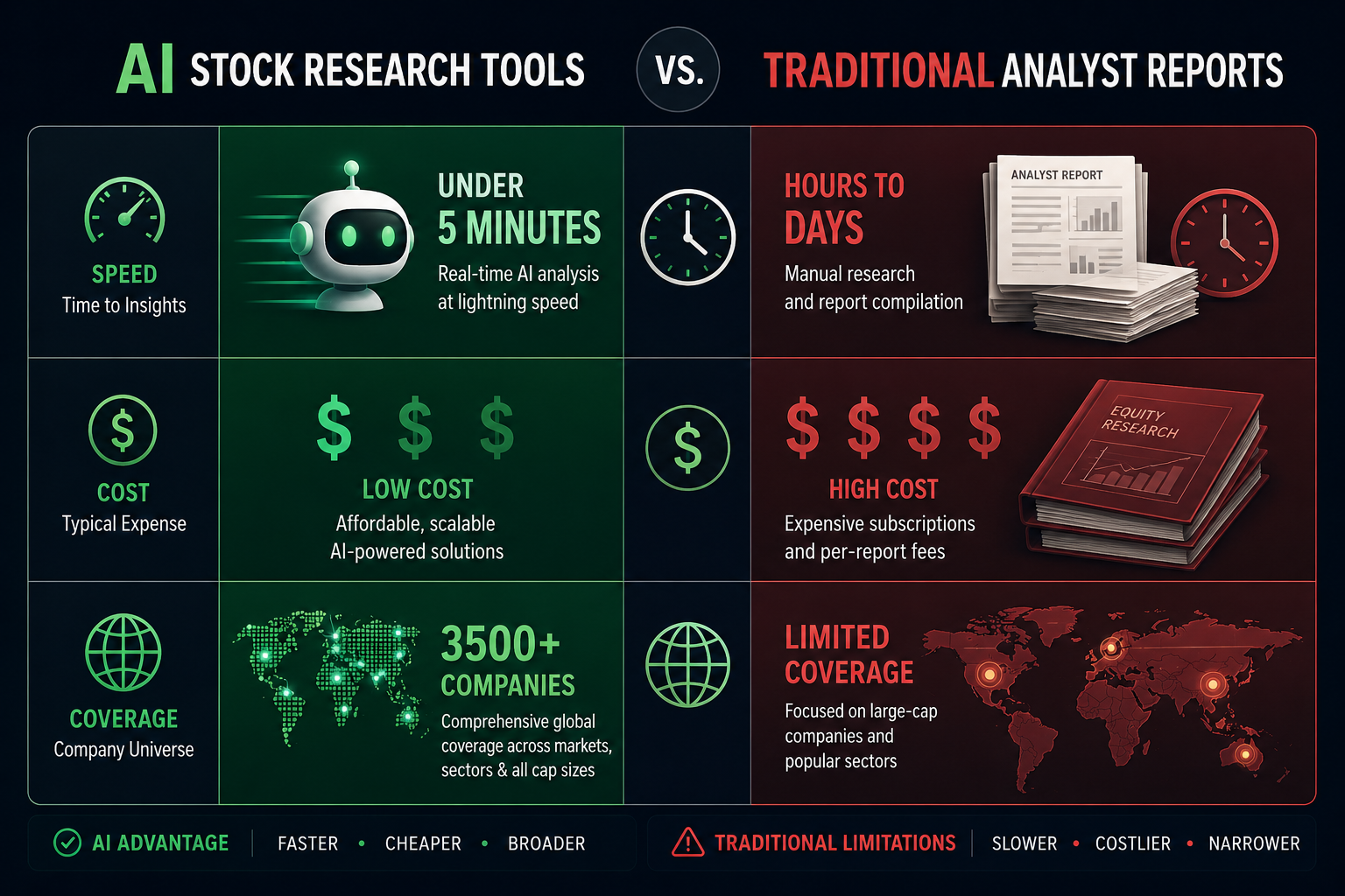 AI Stock Research Tools vs. Traditional Analyst Reports — Which Actually Wins?