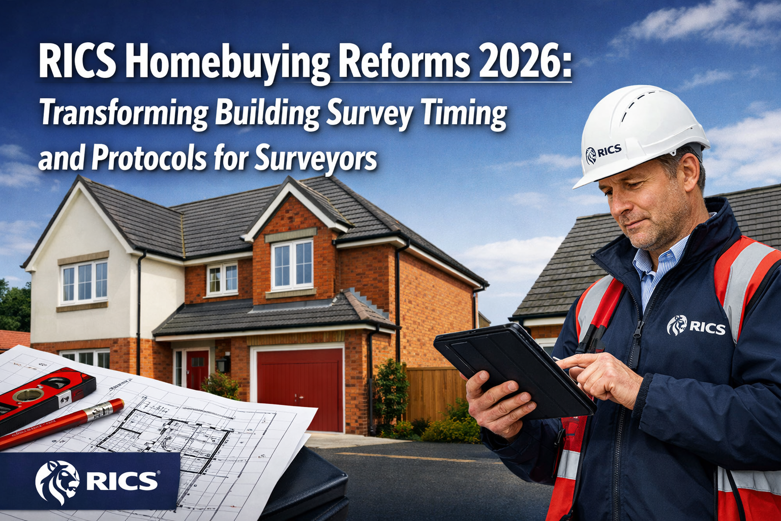Professional () hero image featuring 'RICS Homebuying Reforms 2026: Transforming Building Survey Timing and Protocols for