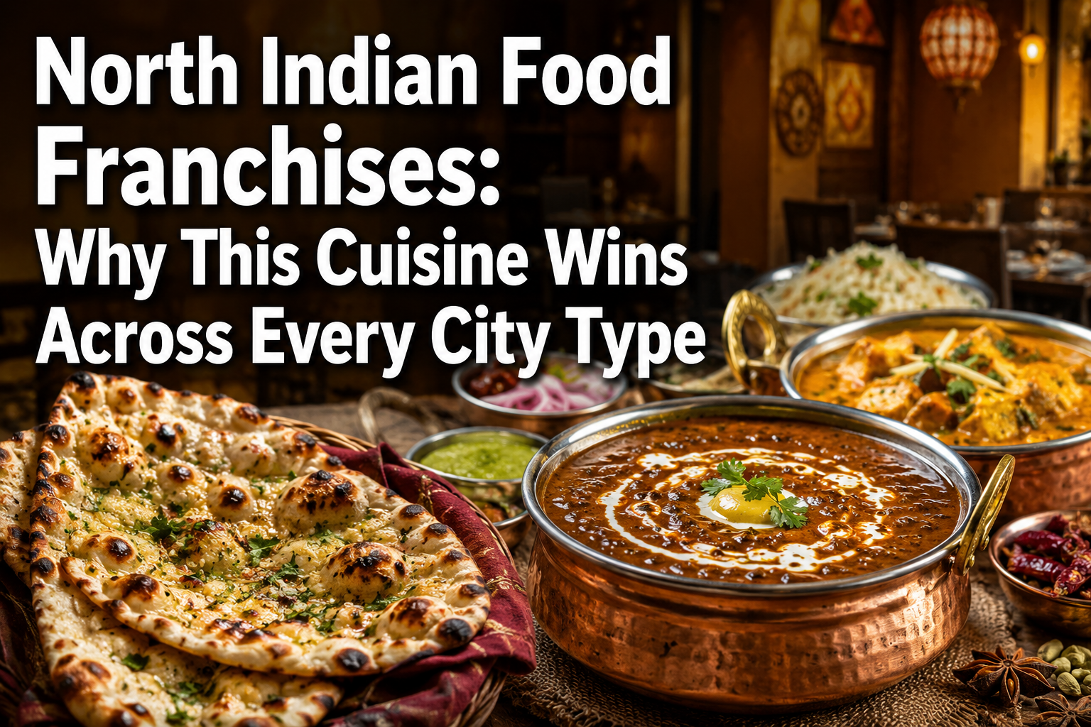 Professional () hero image featuring 'North Indian Food Franchises: Why This Cuisine Wins Across Every City Type' in