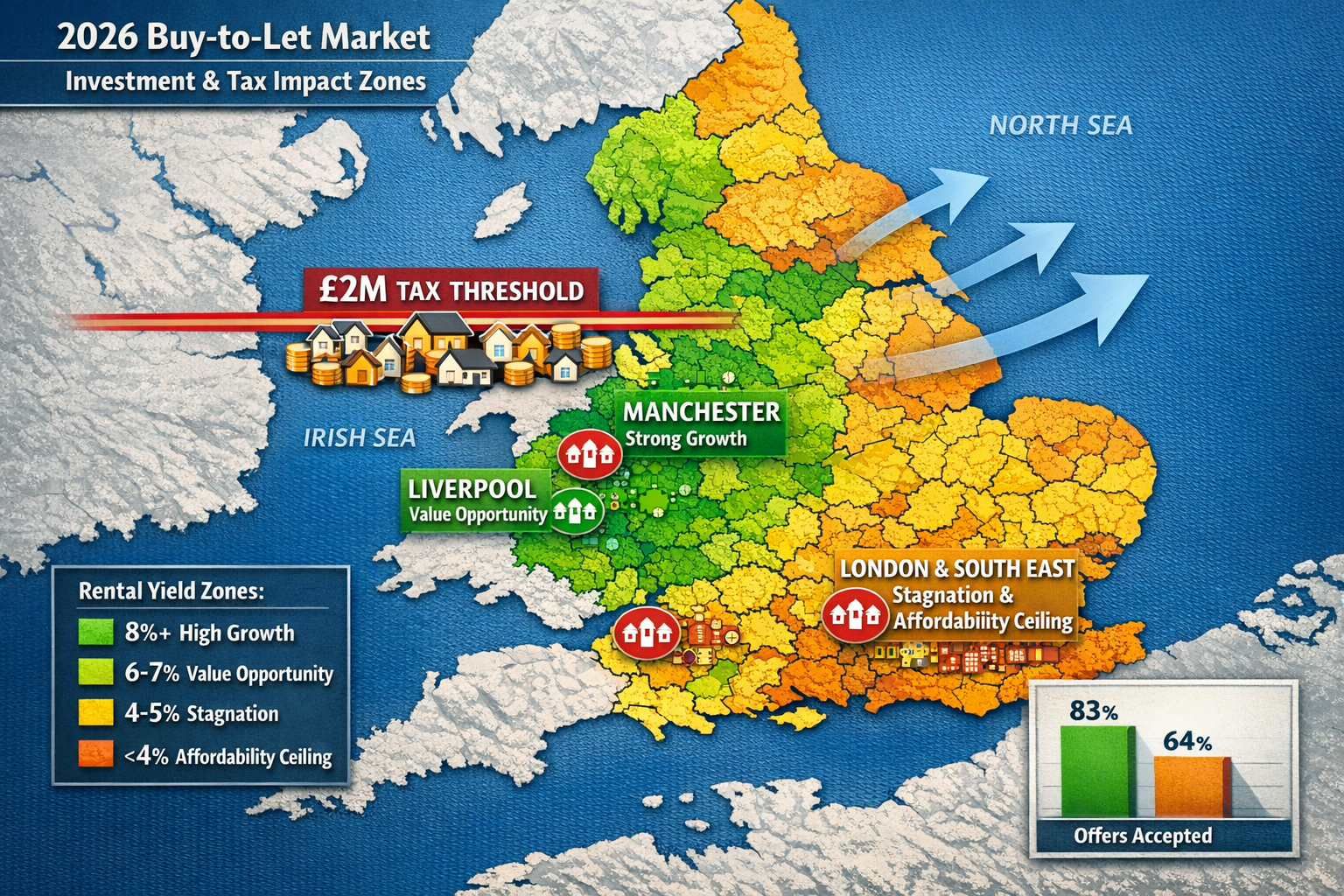 () detailed UK map-based visualization showing regional investment hotspots and tax impact zones for 2026 buy-to-let market.
