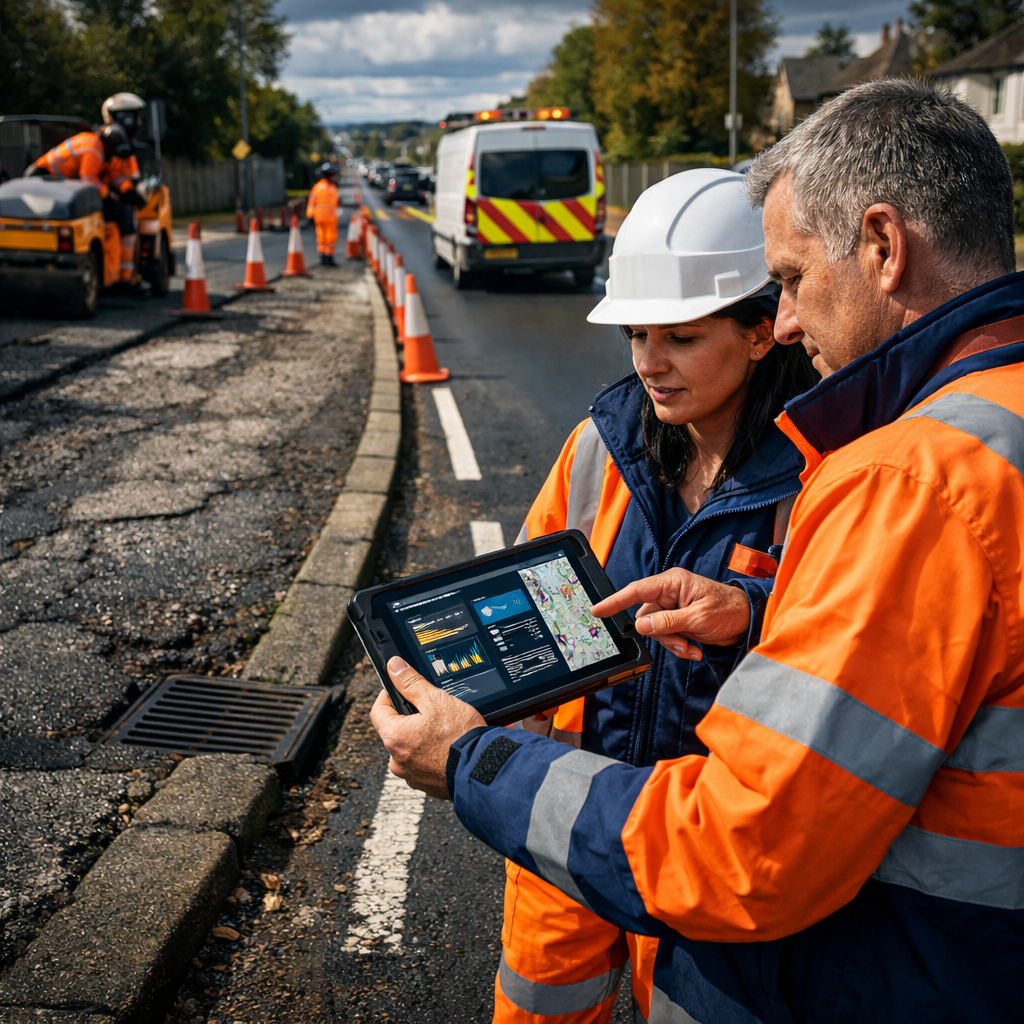 Square editorial hero image for an article about how to build a highways maintenance strategy that cuts reactive spend,
