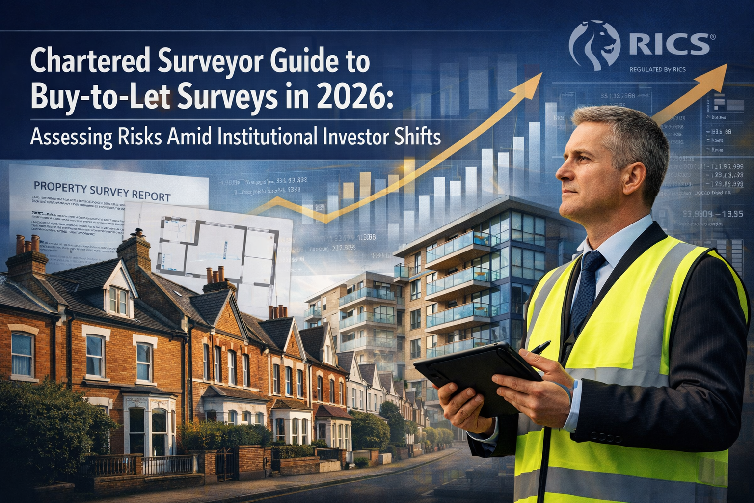 Professional () hero image featuring 'Chartered Surveyor Guide to Buy-to-Let Surveys in 2026: Assessing Risks Amid