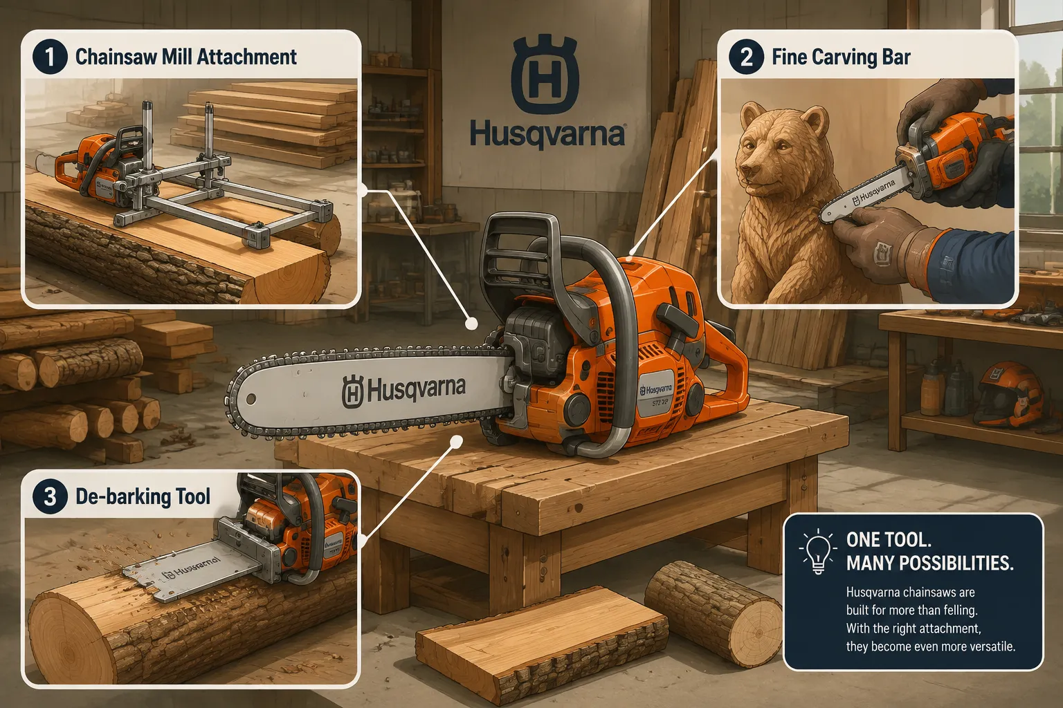 Specialized Applications: Chainsaw Milling, Carving, and Log Preparation