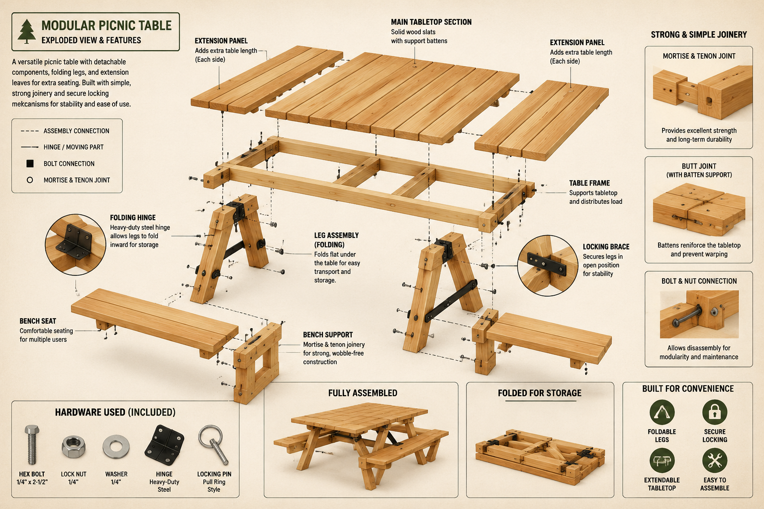 Building and Finishing Your Modular and Collapsible Picnic Table