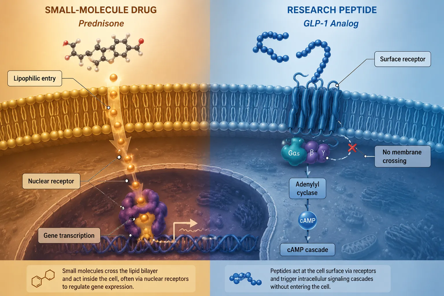 How Peptides Signal Differently Than Small-Molecule Drugs