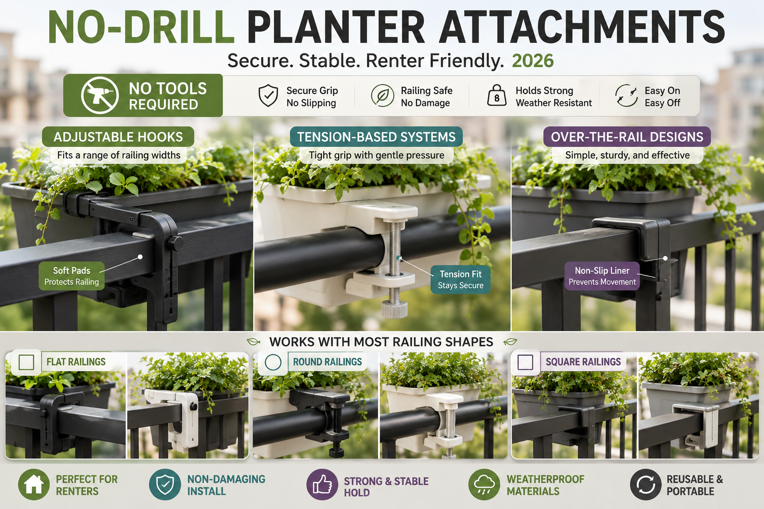 How Do No-Drill Railing Planters Actually Attach to Balconies?