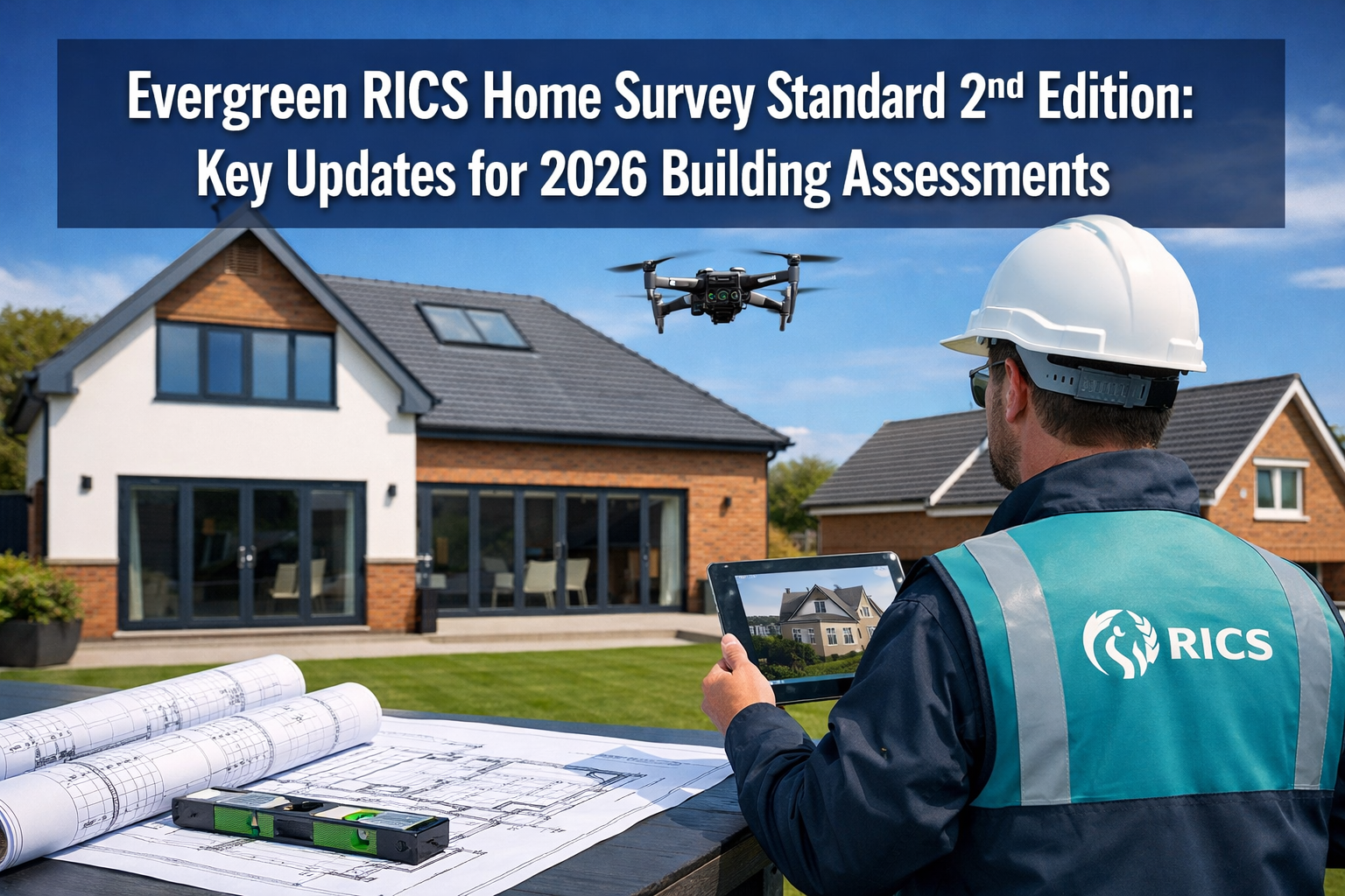 Professional () hero image featuring 'Evergreen RICS Home Survey Standard 2nd Edition: Key Updates for 2026 Building