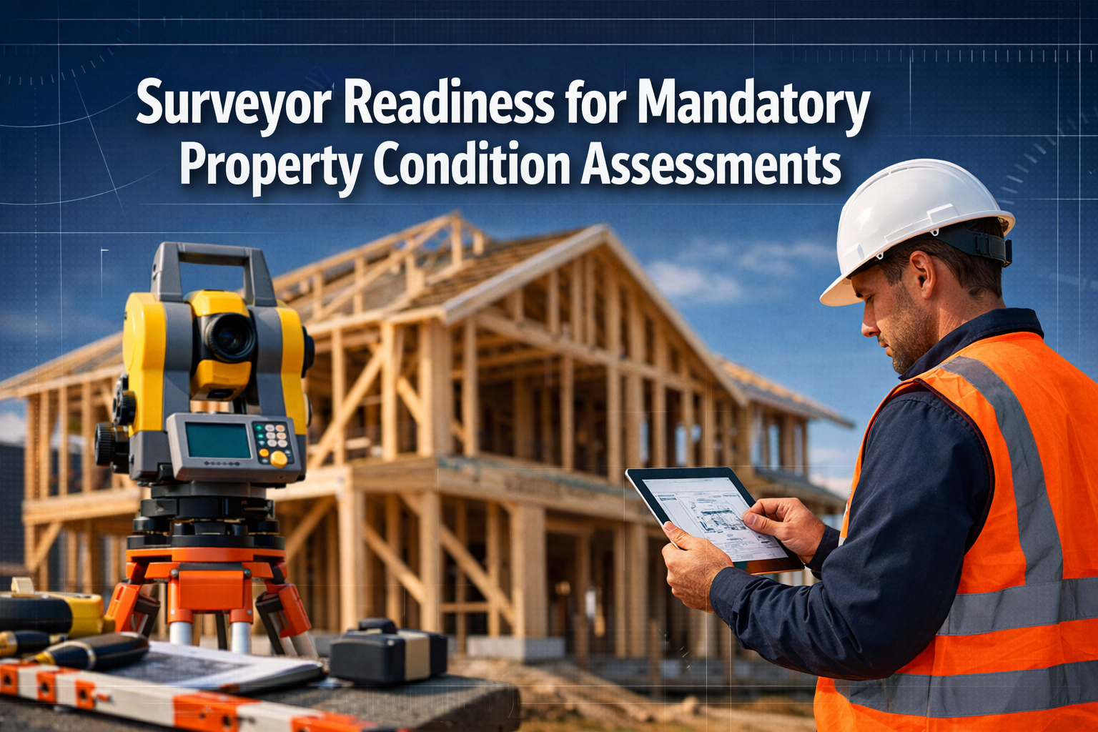 Professional () hero image featuring 'Surveyor Readiness for Mandatory Property Condition Assessments' in extra large white