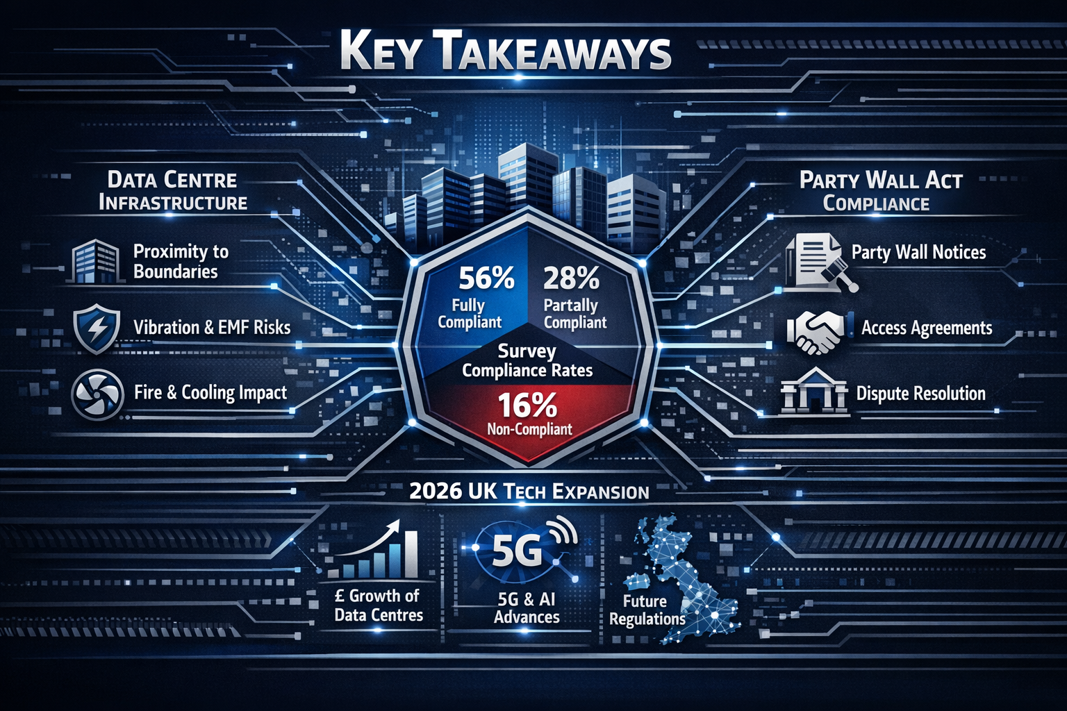 Infographic-style visual overview for 'Key Takeaways' section, featuring a dynamic landscape-oriented design with