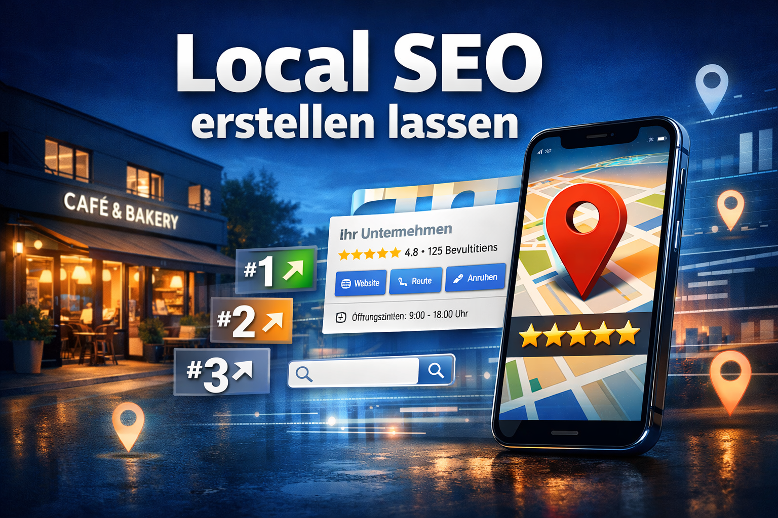 Professional landscape format (1536x1024) hero image featuring bold text overlay 'Local SEO erstellen lassen' in extra large 72pt white sans - Local SEO erstellen lassen 1 Professional landscape format (1536x1024) hero image featuring bold text overlay 'Local SEO erstellen lassen' in extra large 72pt white sans