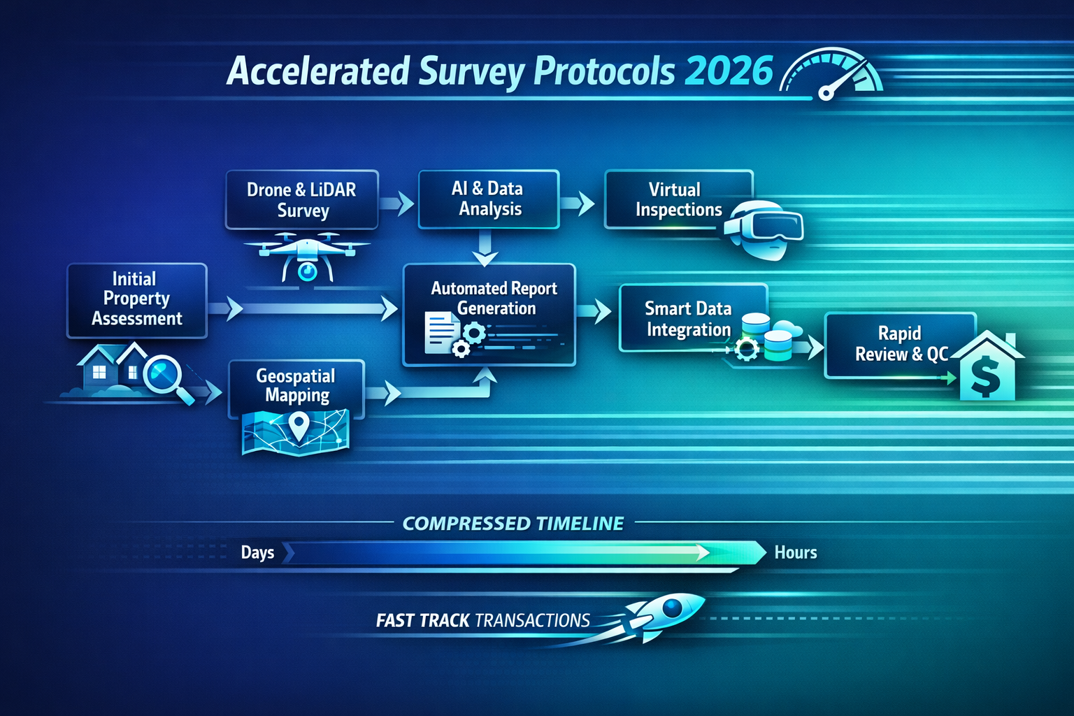 Conceptual engineering workflow diagram illustrating accelerated survey protocols for 2026, featuring interconnected