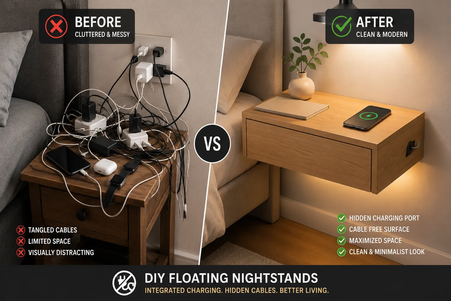 Achieving a Clean Bedroom Aesthetic with Integrated Charging and Cable Concealment