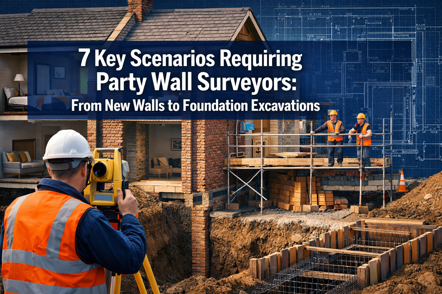 Professional () hero image with '7 Key Scenarios Requiring Party Wall Surveyors: From New Walls to Foundation Excavations'