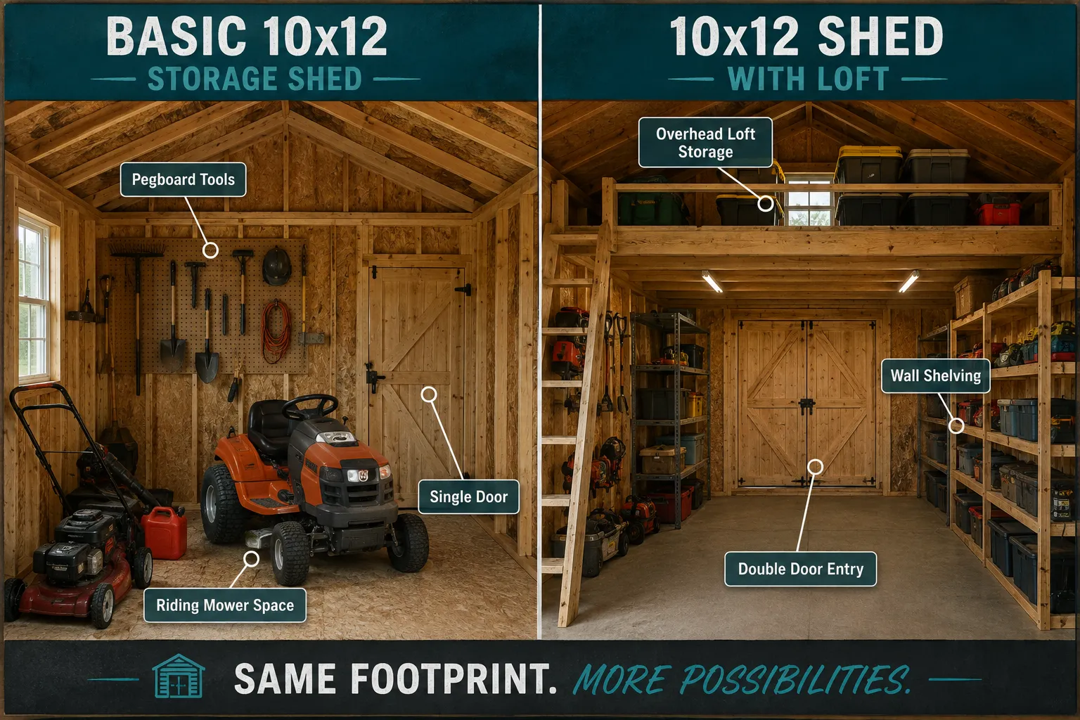 10x12 Shed Plans with Loft or Storage Shelves