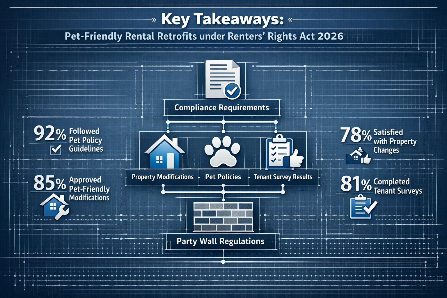 Infographic-style visualization depicting 'Key Takeaways' for Pet-Friendly Rental Retrofits under Renters' Rights Act 2026,