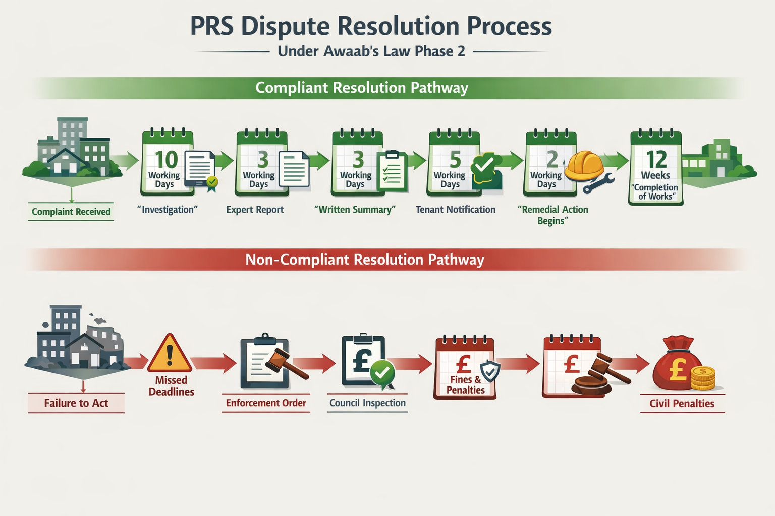 Detailed () infographic-style image showing comprehensive timeline flowchart for PRS dispute resolution process under